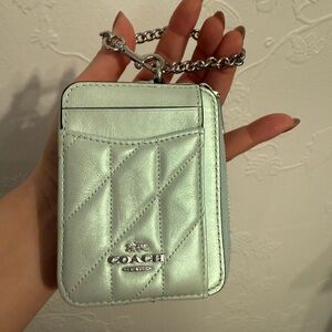Coach Mint Card Holder with Chain